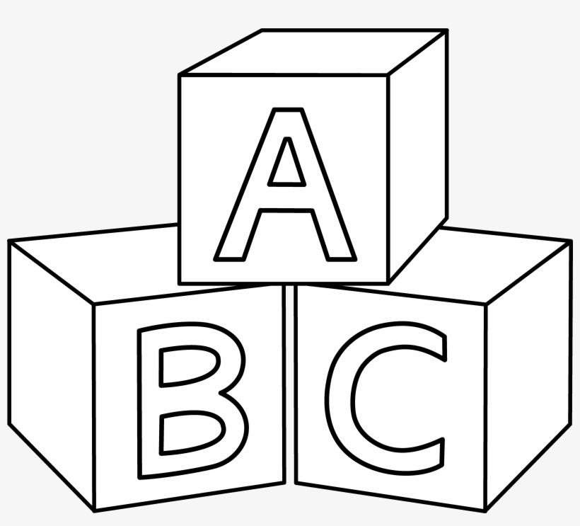 Abc Blocks Coloring Page - Block Clipart Black And White, transparent png #763218