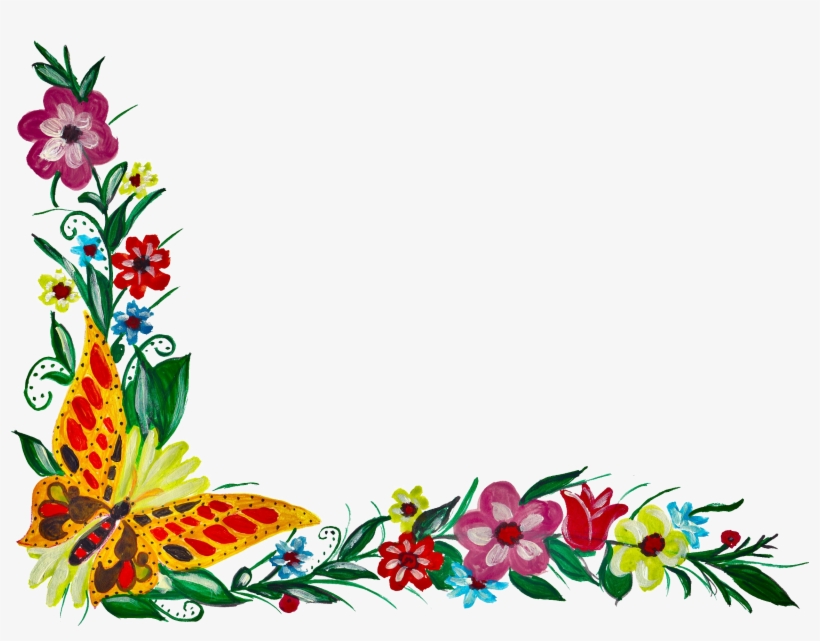 Free Download - Flower Butterfly Coner, transparent png #763589