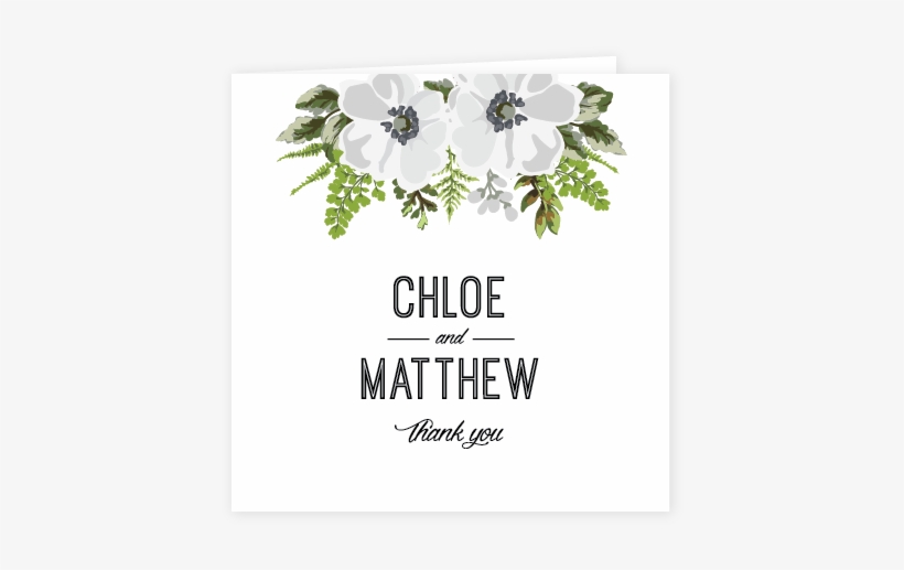 Botanical Thank You Card White / Black Text - Poster, transparent png #764656
