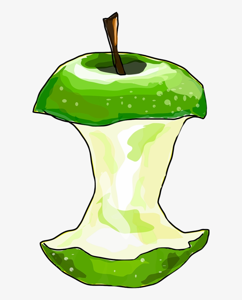 Apple Clipart Bitten Green - Eaten Apple Clipart, transparent png #764658