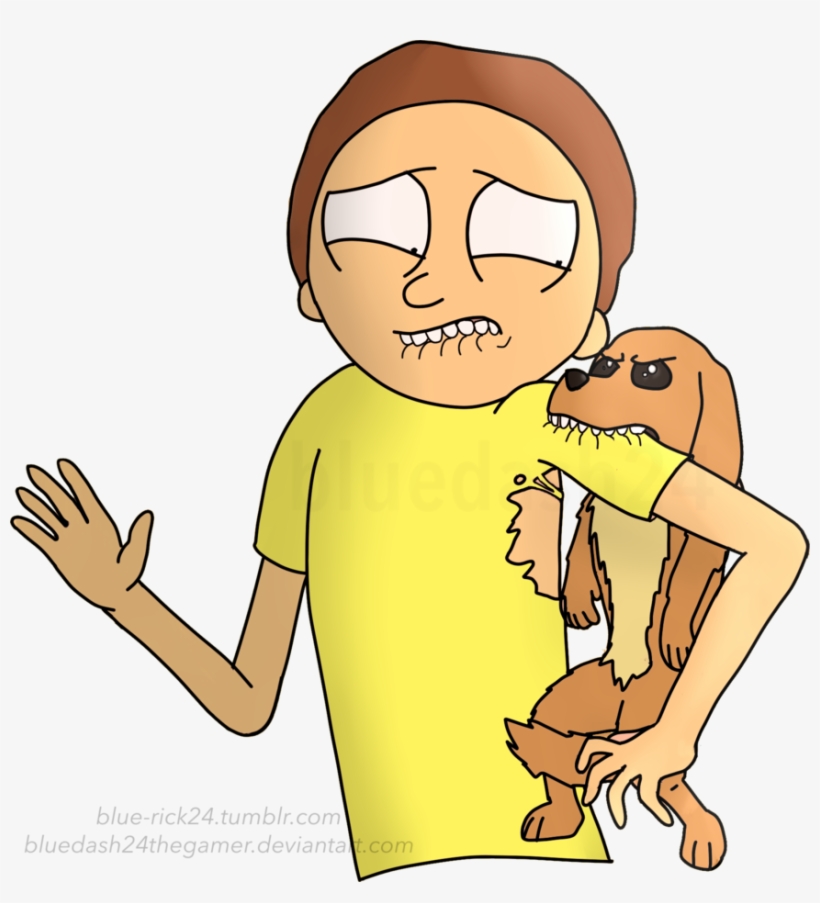 Dog Bite Morty By Bluedash24thegamer On Deviantart - Dog Bite Boy Clipart, transparent png #764710