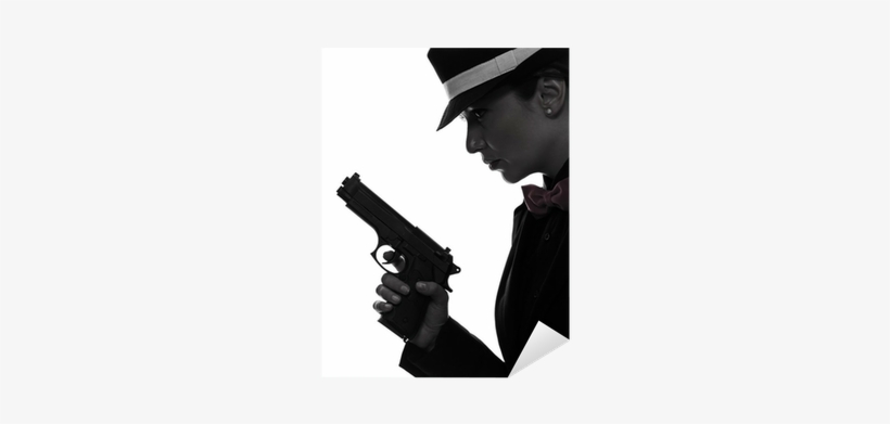 Woman Gun Gangster Killer Silhouette Sticker • Pixers® - Silhouette, transparent png #765783