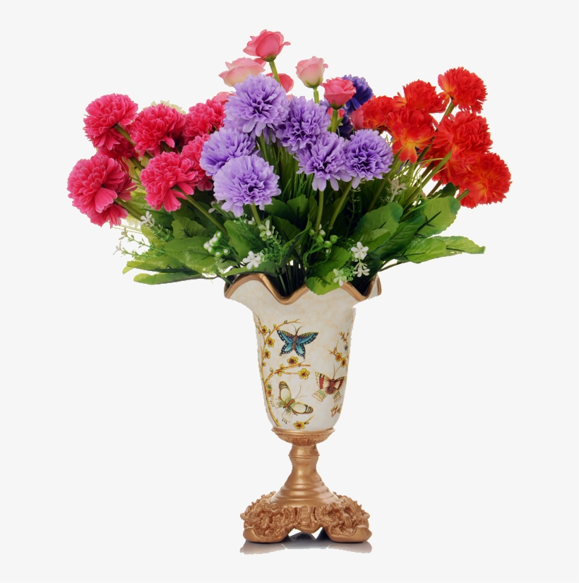 Flowers In Vase Png - Букет Из Роз И Хризантем, transparent png #766047
