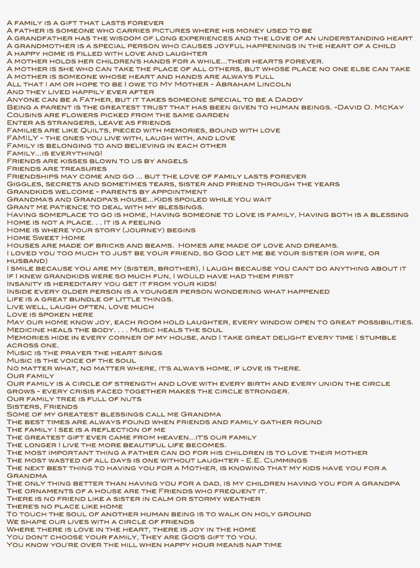 Family Quotes - - Document, transparent png #766283