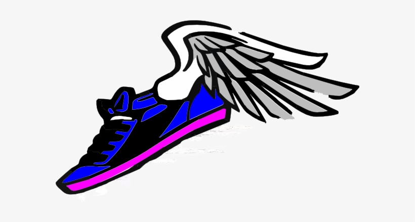 Running Shoe With Wings Blue Pink Svg Clip Arts 600, transparent png #766369