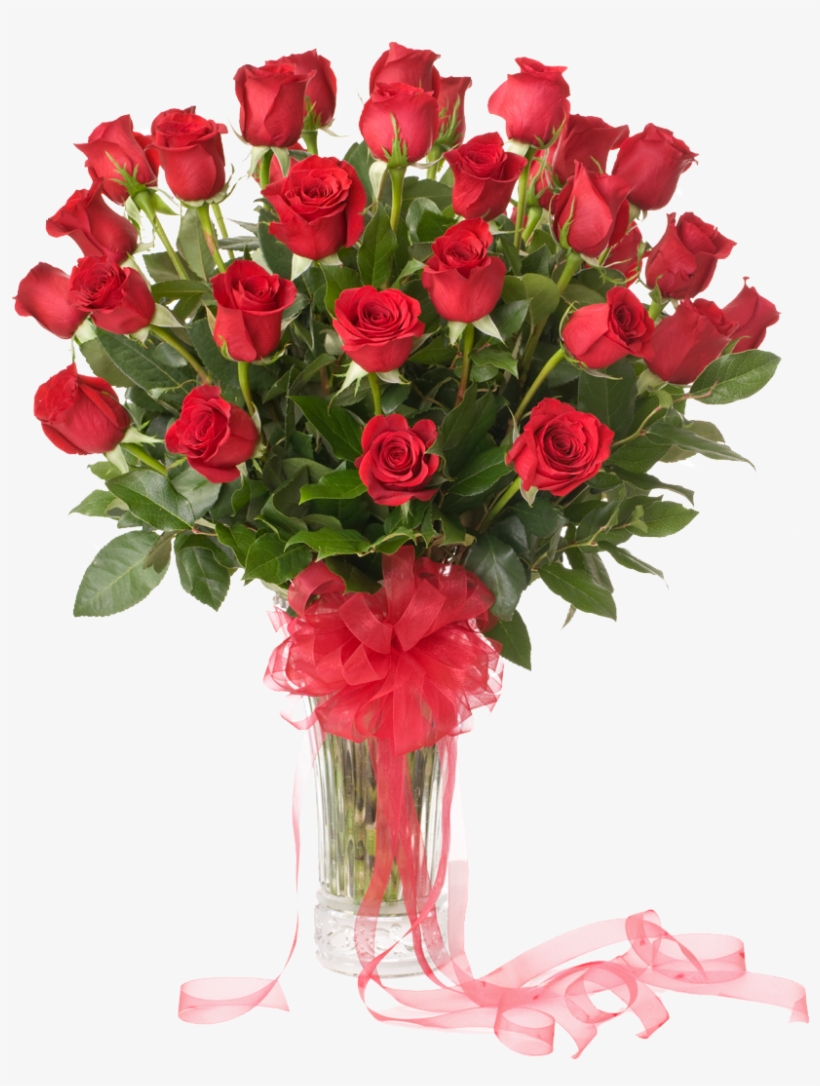 50 Red Roses Vase - Pink Lily Flower Bouquet, transparent png #767054