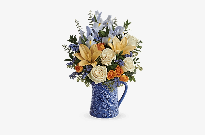 Crème Roses, Orange Spray Roses, Peach Asiatic Lilies, - Teleflora Spring Beauty Bouquet, transparent png #767224