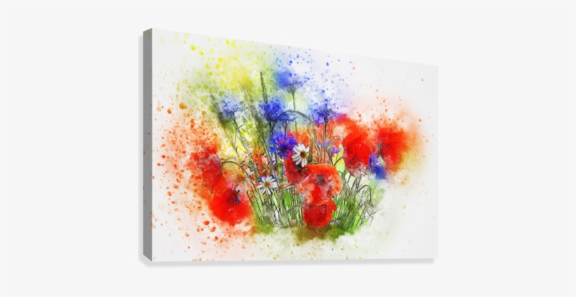 Watercolour Floral Bouquet Canvas Print - Техника Рисования Акварелью, transparent png #767418