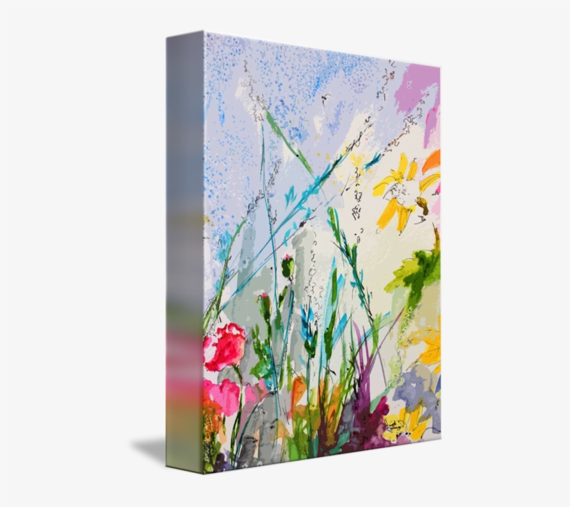 "wildflowers And Bees Modern Spring Floral" By Ginette - Gallery-wrapped Canvas Art Print 7 X 10 Entitled Wildflowers, transparent png #767501