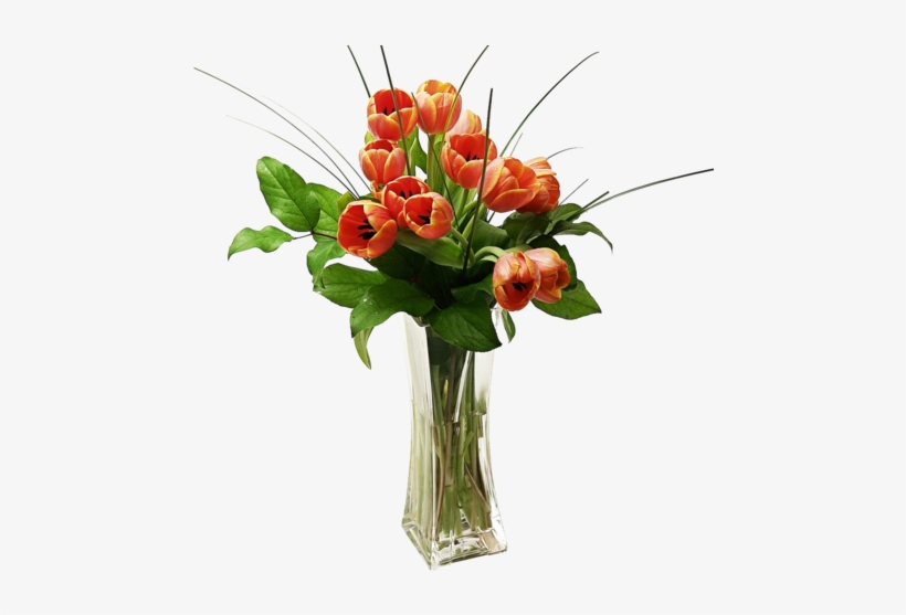 Tulips Arranged In A Vase - Png Orange Flower In Vase, transparent png #767705