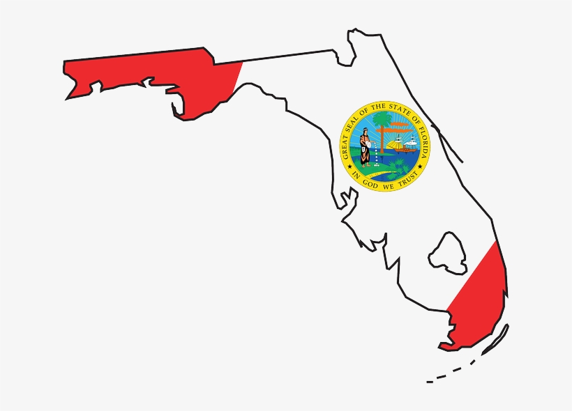 State Of Florida Outline Clip Art - Florida State Flag Map, transparent png #767924