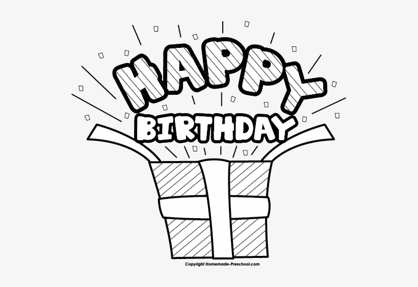 Happy Birthday Presents Clip Art - Happy Birthday Clipart In Black, transparent png #768896