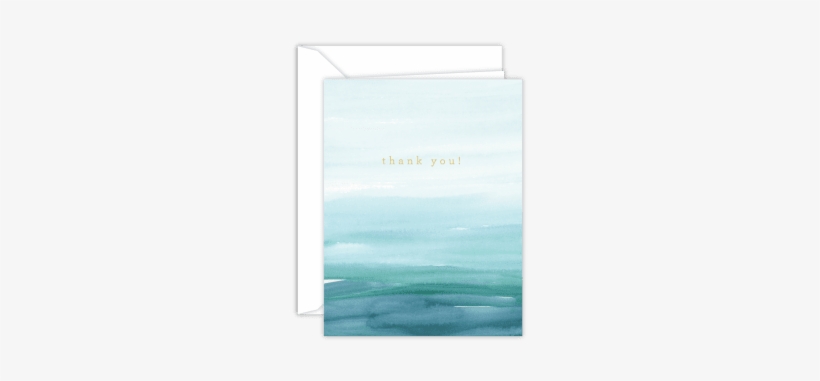 Thank You Teal Watercolor Wash Card - Sea, transparent png #769129
