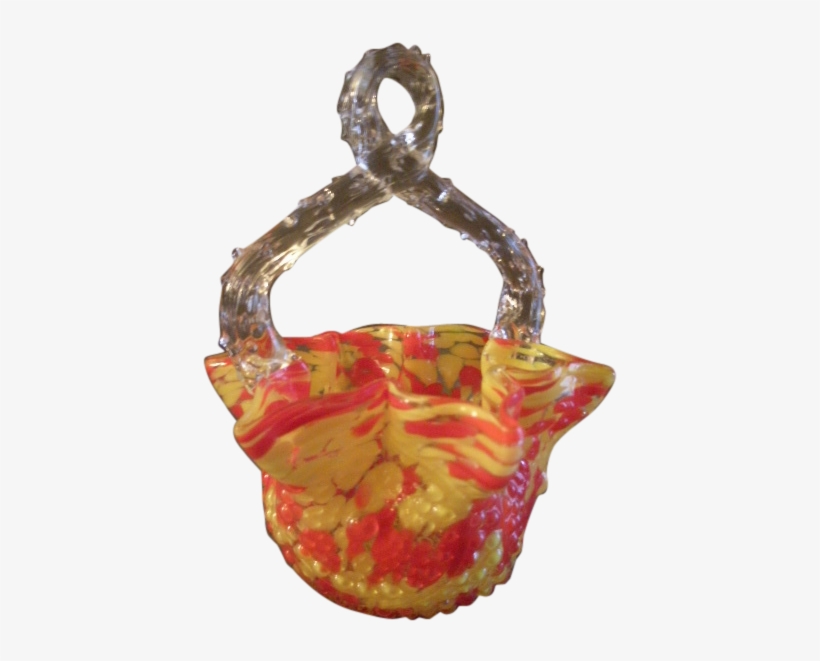 Czechoslovakia Art Deco "spatter Glass" Basket With - Handbag, transparent png #7601541