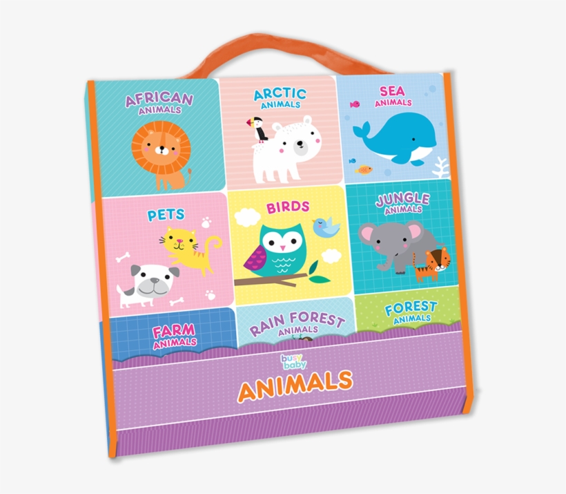 Kidsbooks Busy Baby Animals 9 Board Books In Case Infant - Cartoon, transparent png #7604188