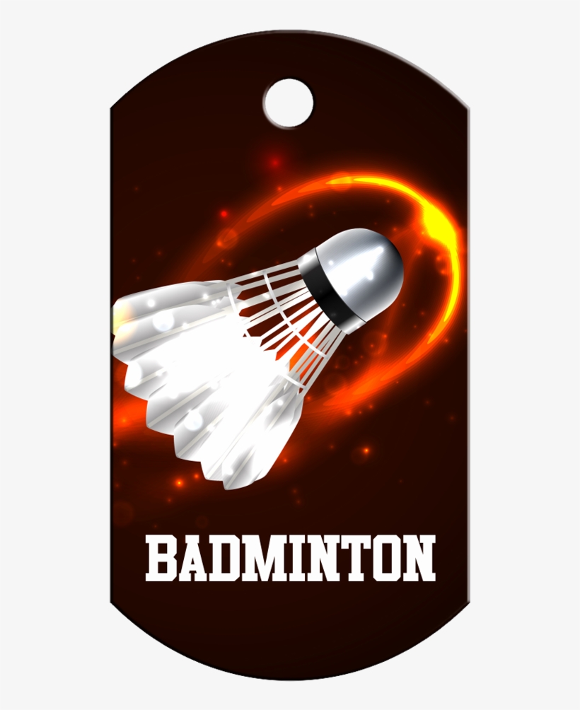 Badminton Dog Tag Full Color Aluminum - Shuttlecock On Fire, transparent png #7604665