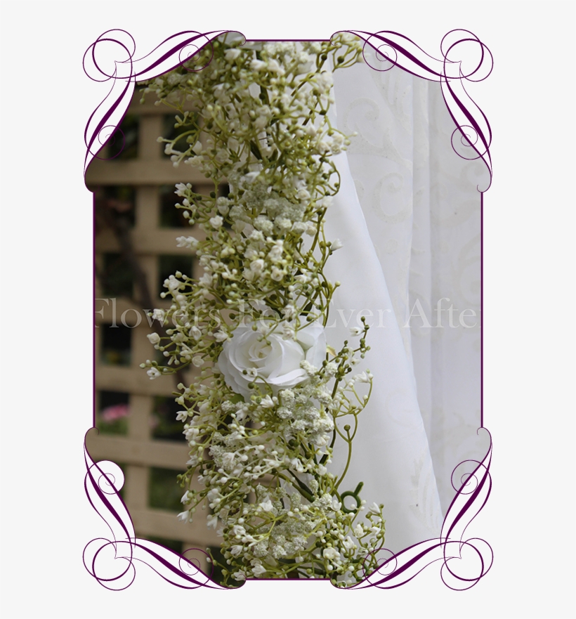 Silk Artificial White Rose And Baby's Breath Wedding - Flower, transparent png #7605194