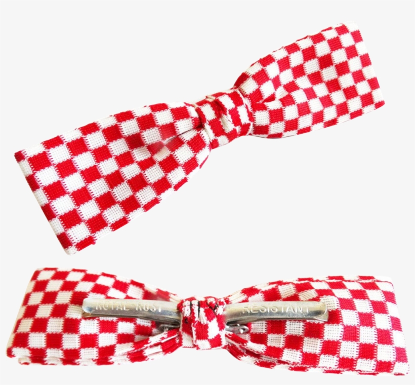Vintage Men's Bow Tie Red White Royal Rust Resistant - Checked T Shirt, transparent png #7606045
