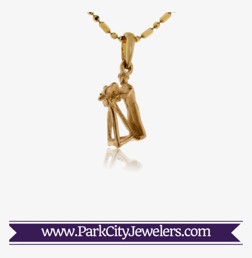 Small Cameraman Pendant Or Charm - Gold Ring Colour Stone, transparent png #7608035