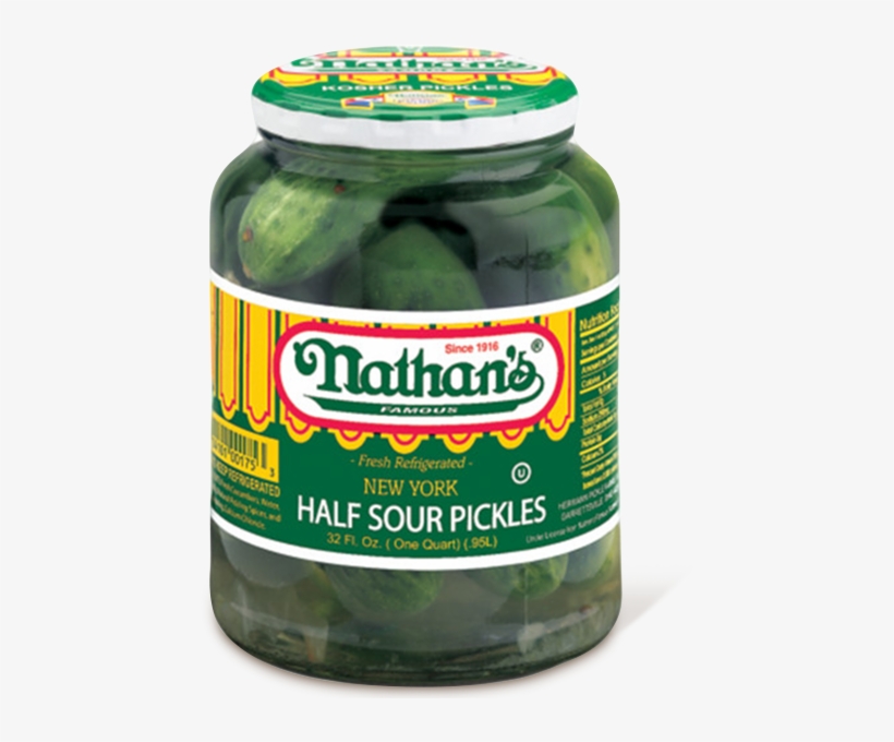 Half Dill Pickles New York Half Sour Pickles Nathans - Nathan Pickles, transparent png #7608900