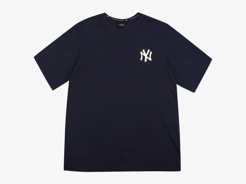 New York Yankees Logo Point Over Fit Basic Short Sleeve - Black Tshirts, transparent png #7610323