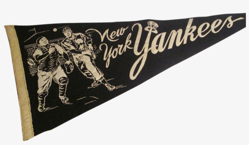 Rare New York Yankees Pennant Vintage 1950s Sports - Label, transparent png #7611488