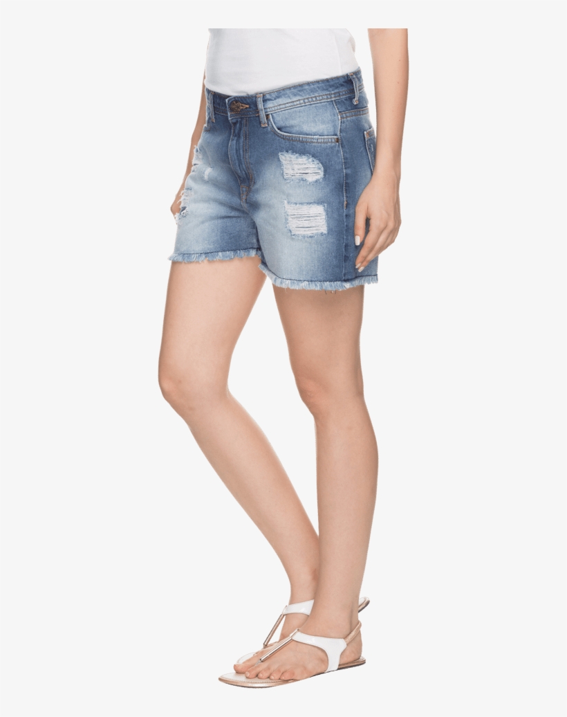 Womens Ripped Denim Shorts - Pocket, transparent png #7611727