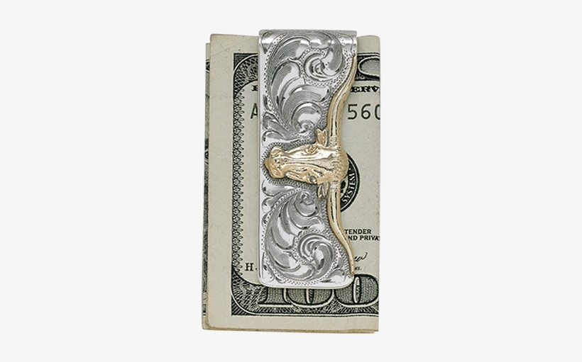 14k Gold Silhouetted Longhorn Hand Engraved Silver - Wallet, transparent png #7613451