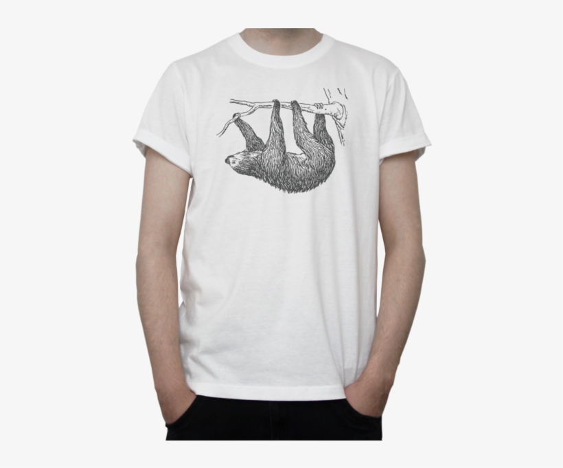 Hanging Sloth T-shirt B&w Pencil Drawing Design Cute - Drugs Funny T Shirt, transparent png #7614351