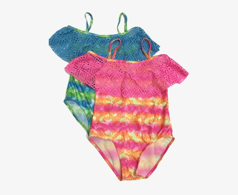 Swimwear Girls Ruffled Lolet Lace Pineapple Pattern - Swimsuit Bottom, transparent png #7615465