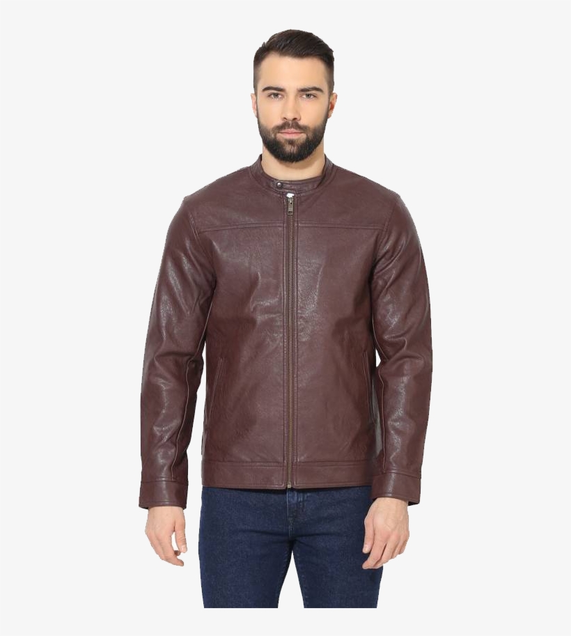 Click To Enlarge - Red Tape Men Brown Solid Biker Jacket, transparent png #7616059