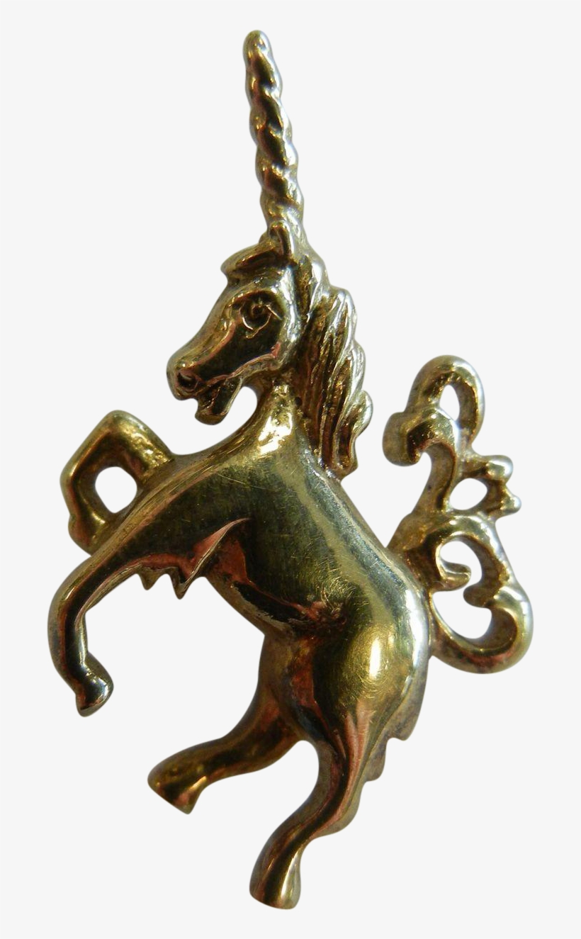 Fine 10k Gold Unicorn Charm Pendent - Bronze, transparent png #7616590