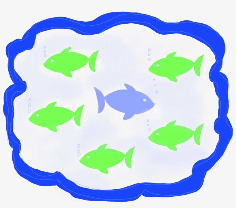 A Circle Of Green Fish Swimming Opposite Of One Blue, transparent png #7616839