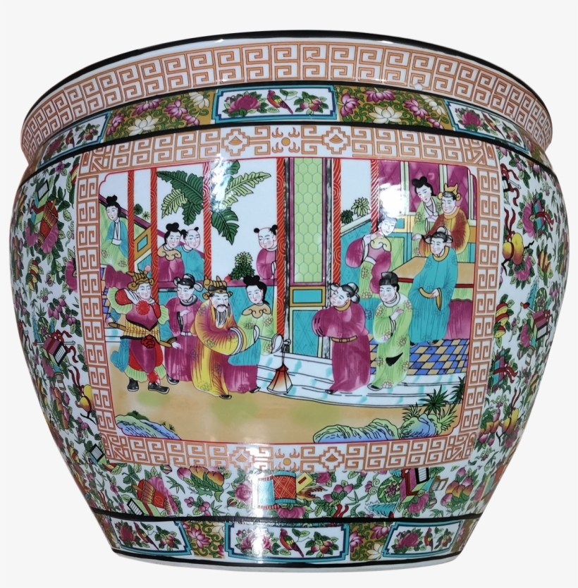 14" Oriental Planter For Interior Use And Gardens - Porcelain, transparent png #7617211