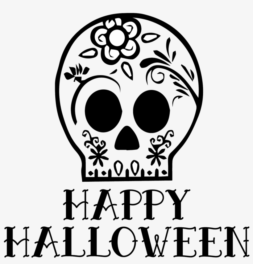 Skull Happy Halloween Stamp - Skull, transparent png #7617546