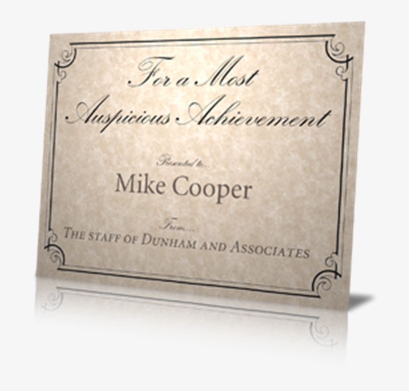Certificates - Commemorative Plaque, transparent png #7618333