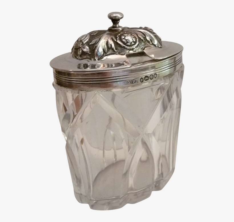 Antique Sterling And Crystal Mustard / Condiment Pot - Sugar Bowl, transparent png #7618424