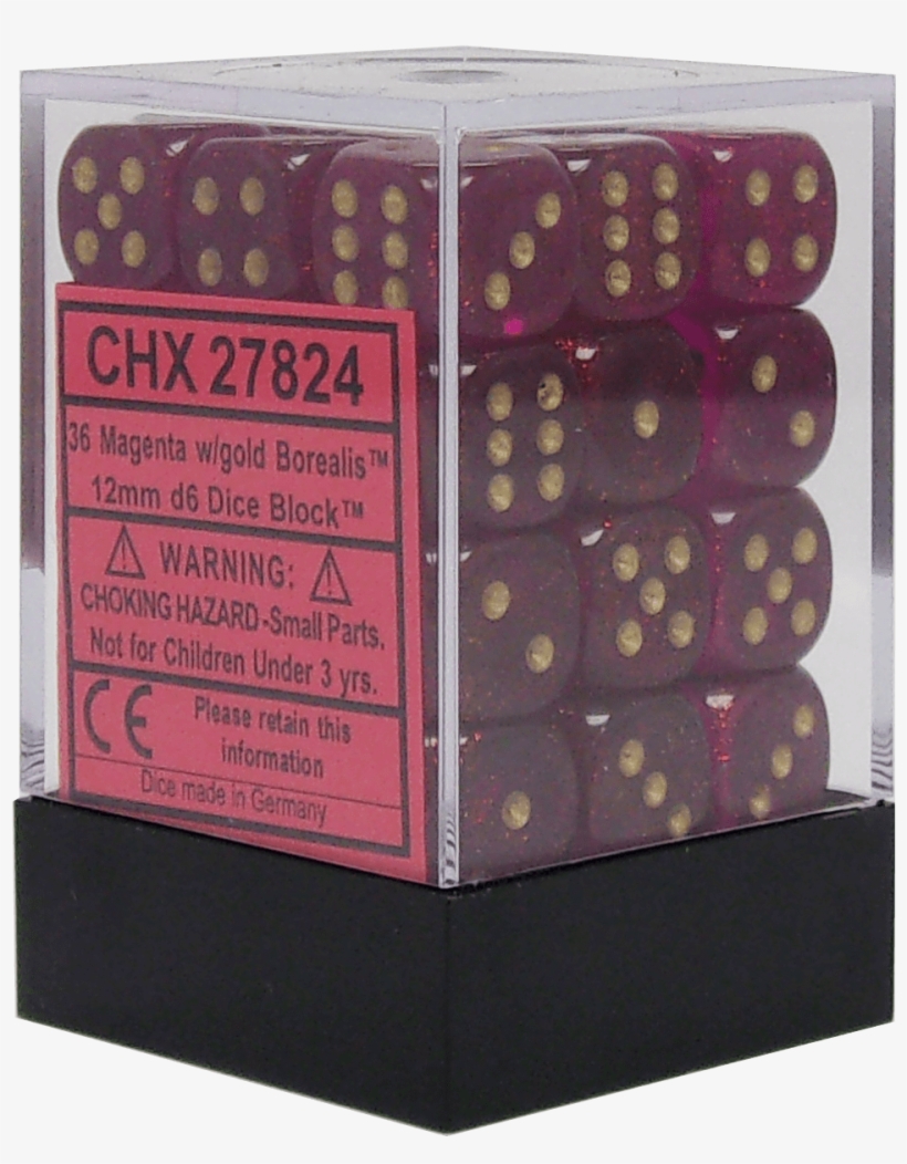 Borealis Magenta With Gold 12mm D6 - Box, transparent png #7618967