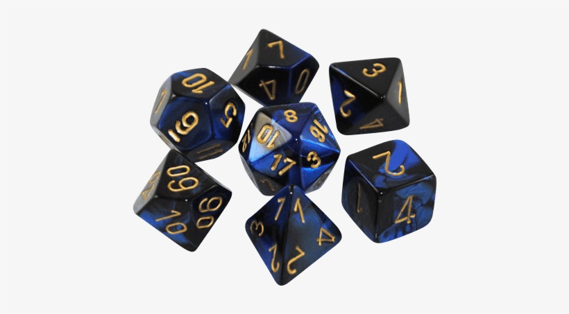 Gemini Polyhedral Black Blue Gold X7 - Chessex Gemini Black Blue Gold, transparent png #7619745