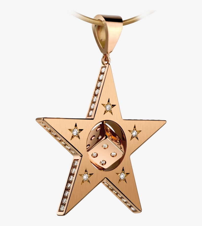 Star Pendant In Red Gold With Facets Brushed And Stars, - Pendant, transparent png #7620754