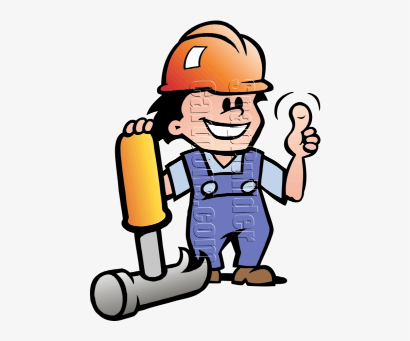 Mechanic Man Hammer Hard Hat Mascot Logo - Happy Mechanic, transparent png #7620984