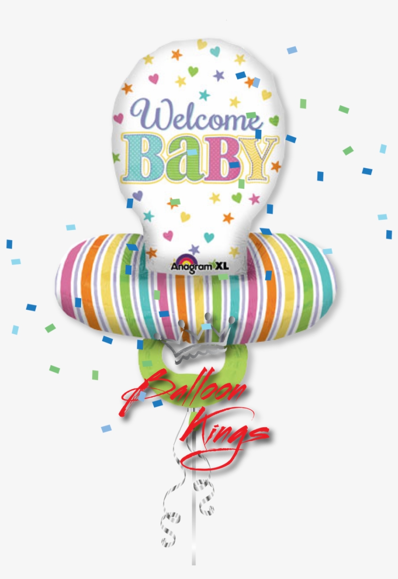 Baby Pacifier - Ballon Welcome Baby, transparent png #7621449