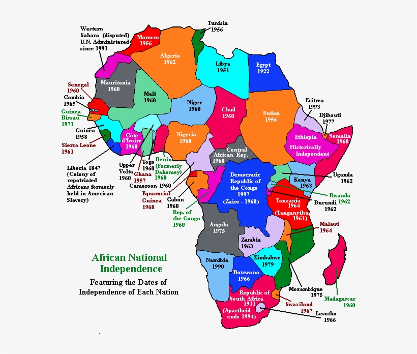 Dates Showing Independence Dates Of African Countries - Colonisation Map Of Africa, transparent png #7623153