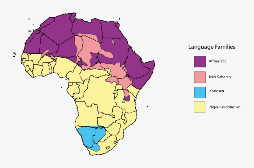 Map Of Africa Colored By The Language Family Spoken - Genetic Map Of Africa, transparent png #7623190