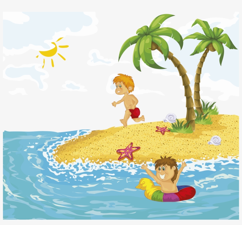 Swimming At The Beach Cartoon, transparent png #7628263