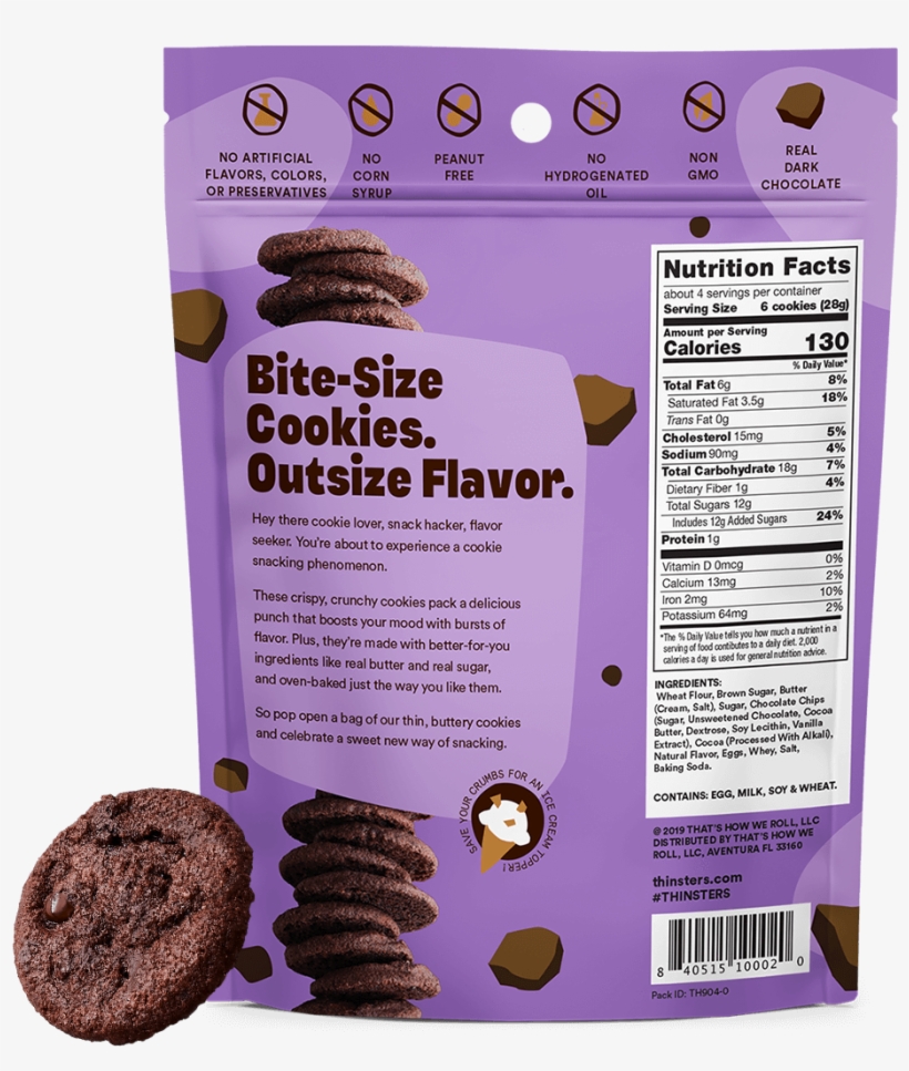 Cookie Thins - Chocolate, transparent png #7628338