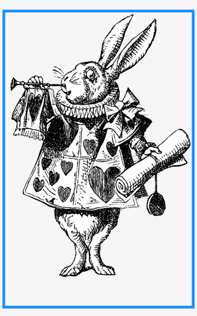 Png Stock Stamp Clipart Old Fashioned - Alice In Wonderland Rabbit Drawing, transparent png #7630295