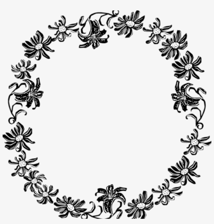 Border Clipart Black And White Black And White Flower - Black And White Floral Png, transparent png #7630947