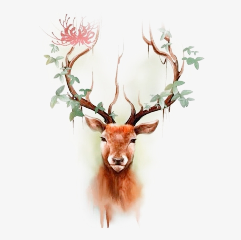 Elk Moose Tattoo Color Deer Head Reindeer Clipart - Tattoo Stag Antlers, transparent png #7630948