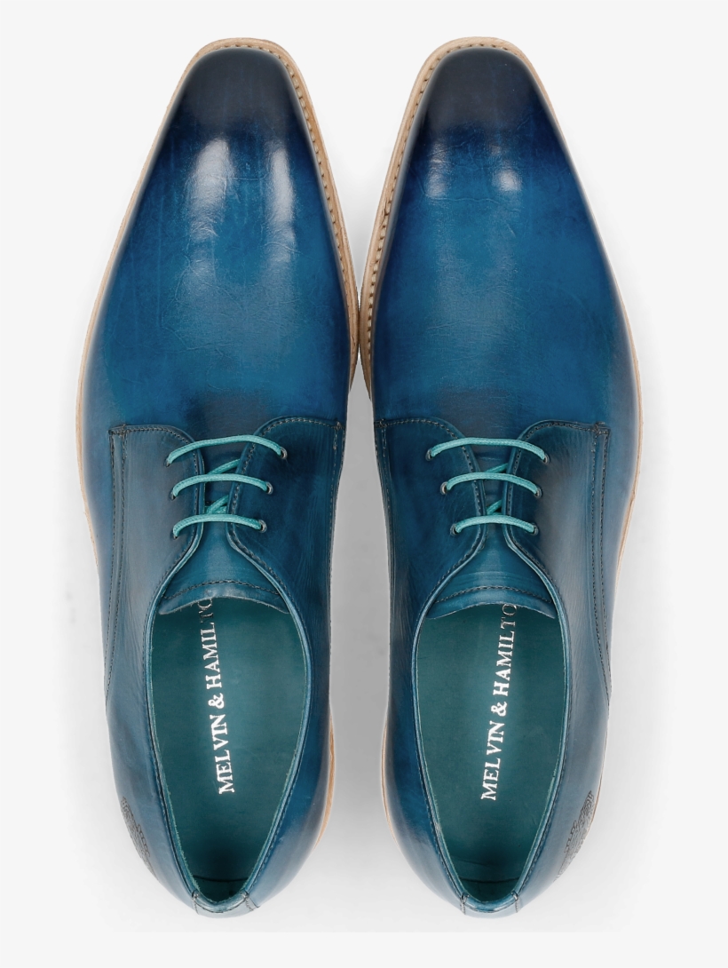 Derby Shoes Lance 24 Bluette Lasercut Crown - Leather, transparent png #7631464